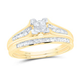 14kt Yellow Gold Princess Diamond Bridal Wedding Ring Band Set 1/2 Cttw