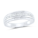 10kt White Gold Mens Round Diamond Wedding Band Ring 1/4 Cttw