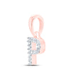 10kt Rose Gold Womens Round Diamond P Initial Letter Pendant .03 Cttw