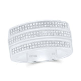 Sterling Silver Mens Round Diamond Triple Row Band Ring 3/8 Cttw