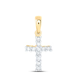 14kt Yellow Gold Womens Round Diamond Cross Pendant 1/10 Cttw