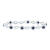 Sterling Silver Womens Round Synthetic Blue Sapphire Tennis Bracelet 3 Cttw