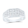 10kt White Gold Mens Round Diamond Flat-top Band Ring 1 Cttw