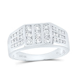 10kt White Gold Mens Round Diamond Flat-top Band Ring 1 Cttw