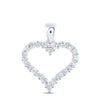 14kt White Gold Womens Round Diamond Outline Heart Pendant 1/2 Cttw