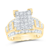 10kt Yellow Gold Round Diamond Cluster Bridal Wedding Engagement Ring 2 Cttw