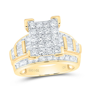 10kt Yellow Gold Round Diamond Cluster Bridal Wedding Engagement Ring 2 Cttw