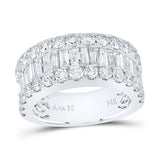14kt White Gold Womens Baguette Diamond Anniversary Ring 3 Cttw