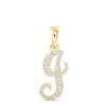 10kt Yellow Gold Womens Round Diamond J Initial Letter Pendant 1/8 Cttw