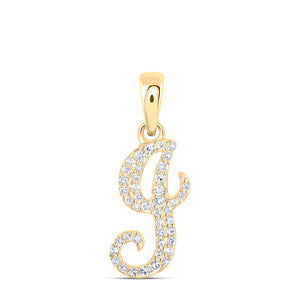 10kt Yellow Gold Womens Round Diamond J Initial Letter Pendant 1/8 Cttw