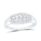10kt White Gold Mens Round Diamond Fluted Band Ring 1/2 Cttw