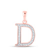 10kt Rose Gold Womens Round Diamond Initial D Letter Pendant 1/12 Cttw