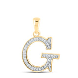 10kt Yellow Gold Womens Round Diamond Initial G Letter Pendant 1/12 Cttw