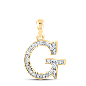 10kt Yellow Gold Womens Round Diamond Initial G Letter Pendant 1/12 Cttw