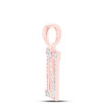 10kt Rose Gold Womens Round Diamond Initial N Letter Pendant 1/10 Cttw