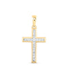 10kt Yellow Gold Womens Round Diamond Small Cross Pendant 1/8 Cttw