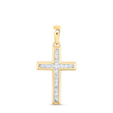 10kt Yellow Gold Womens Round Diamond Small Cross Pendant 1/8 Cttw