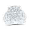 10kt White Gold Round Diamond Cluster Bridal Wedding Engagement Ring 3 Cttw