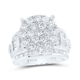 10kt White Gold Round Diamond Cluster Bridal Wedding Engagement Ring 3 Cttw