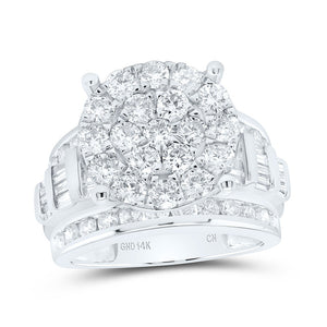 10kt White Gold Round Diamond Cluster Bridal Wedding Engagement Ring 3 Cttw