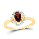 10kt Yellow Gold Womens Oval Synthetic Garnet Solitaire Ring 5/8 Cttw