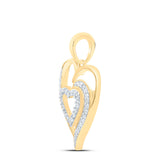 10kt Yellow Gold Womens Round Diamond Heart Pendant 1/6 Cttw