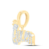 10kt Yellow Gold Womens Round Diamond Queen Crown Fashion Pendant 1/6 Cttw
