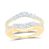 14kt Yellow Gold Womens Round Diamond Wedding Wrap Ring Guard Enhancer 3/4 Cttw