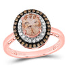 10kt Rose Gold Womens Oval Morganite Solitaire Diamond Fashion Ring 1-1/2 Cttw