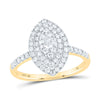 10kt Yellow Gold Womens Round Diamond Oval Ring 3/4 Cttw