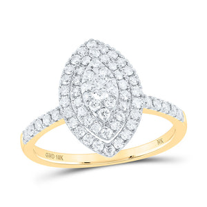 10kt Yellow Gold Womens Round Diamond Oval Ring 3/4 Cttw