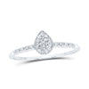 10kt White Gold Womens Round Diamond Teardrop Cluster Ring 1/20 Cttw