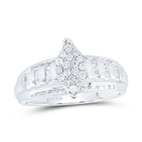 Sterling Silver Round Diamond Oval Cluster Bridal Wedding Engagement Ring 1/2 Cttw