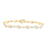 10kt Yellow Gold Womens Round Diamond Cluster Link Bracelet 1/2 Cttw