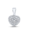 10kt White Gold Womens Round Diamond Heart Pendant 1/8 Cttw