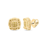 Yellow-tone Sterling Silver Round Yellow Color Enhanced Diamond Circle Earrings 1/8 Cttw