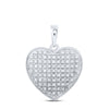 10kt White Gold Womens Round Diamond Heart Pendant 1/4 Cttw