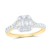 14kt Yellow Gold Emerald Diamond Halo Bridal Wedding Engagement Ring 3/4 Cttw