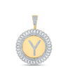 10kt Yellow Gold Mens Round Diamond Y Letter Circle Charm Pendant 1 Cttw