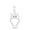 10kt White Gold Womens Round Red Color Enhanced Diamond Owl Bird Animal Pendant 1/20 Cttw
