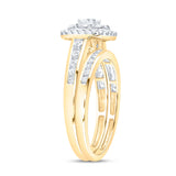 14kt Yellow Gold Round Diamond Square Bridal Wedding Ring Band Set 1 Cttw