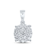 10kt White Gold Womens Round Diamond Cluster Pendant 2 Cttw