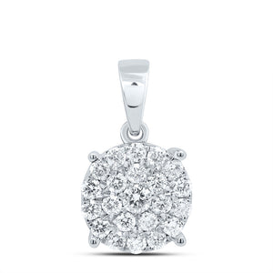 10kt White Gold Womens Round Diamond Cluster Pendant 2 Cttw