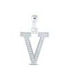 10kt White Gold Womens Round Diamond Initial V Letter Pendant 1/20 Cttw