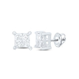 14kt White Gold Womens Princess Diamond Square Earrings 1/4 Cttw