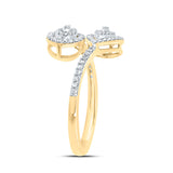 10kt Yellow Gold Womens Round Diamond Bypass Teardrop Ring 3/8 Cttw