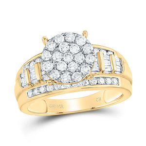 10kt Yellow Gold Round Diamond Cluster Bridal Wedding Engagement Ring 1 Cttw