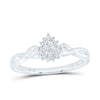 10kt White Gold Womens Round Diamond Teardrop Cluster Ring 1/10 Cttw