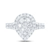 10kt White Gold Womens Round Diamond Teardrop Cluster Ring 1 Cttw