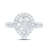 10kt White Gold Womens Round Diamond Teardrop Cluster Ring 1 Cttw